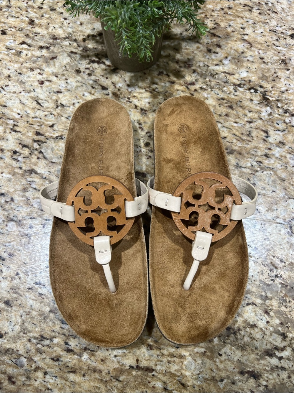 Tory Burch Miller Cloud Beige Tan/Natural Sandals 10M